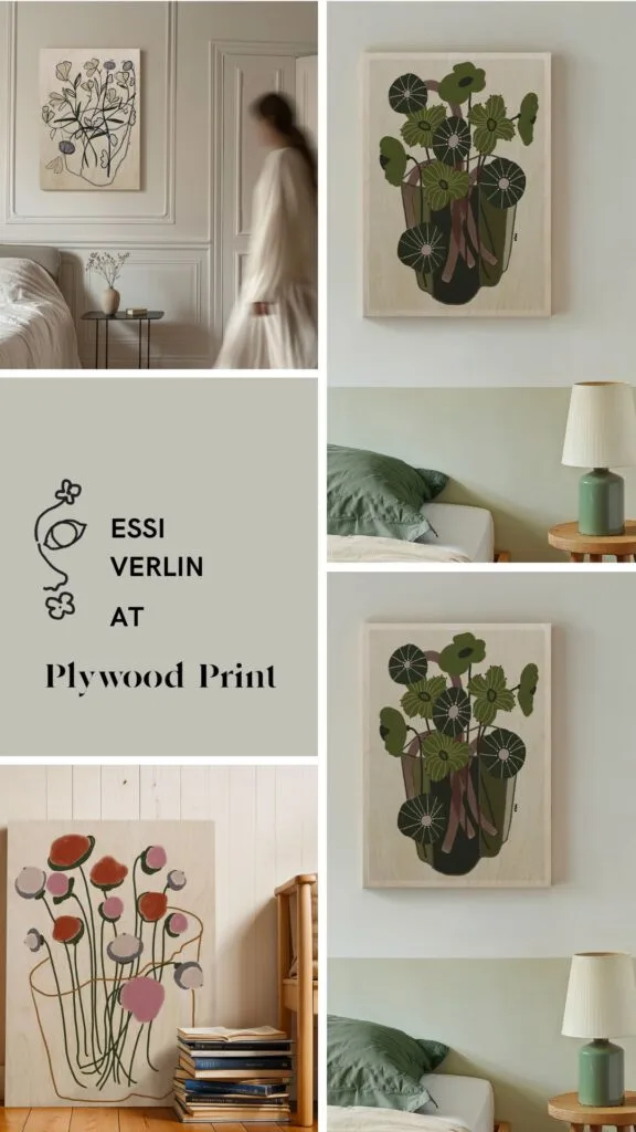 Flower prints on plywood
